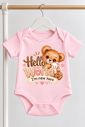 Baby "Hello World - I'm New Here" Bear & Bunny Bodysuit