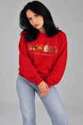 "Hello Autumn" Women's Red Crewneck Sweatshirt