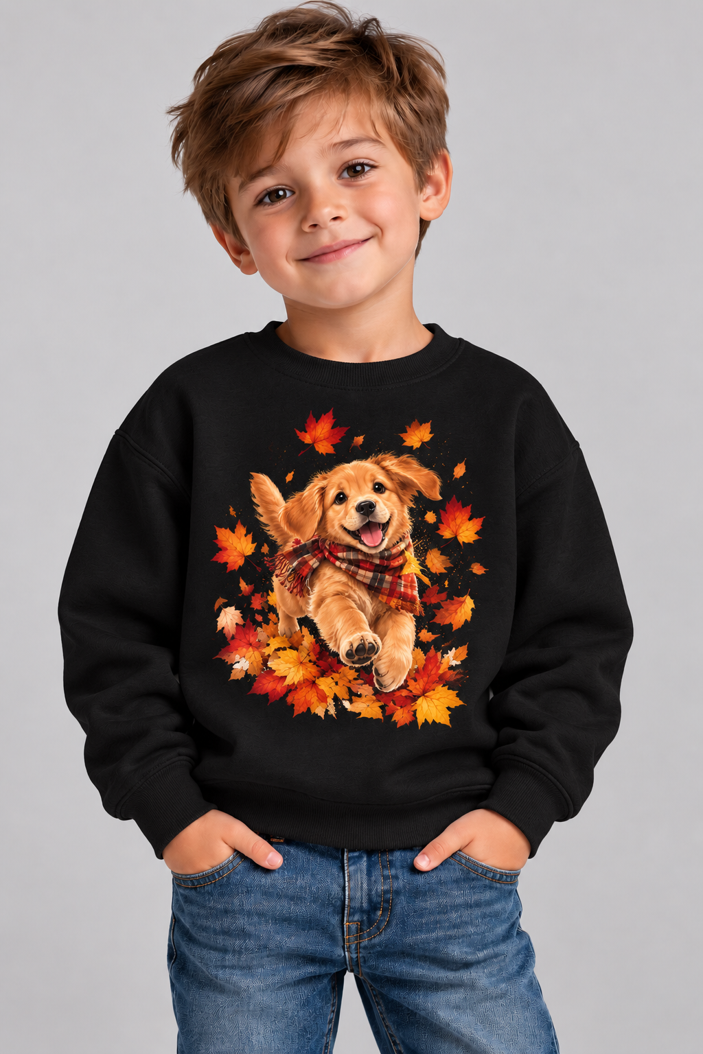 Kids Autumn Puppy Long Sleeve Sweatshirt
