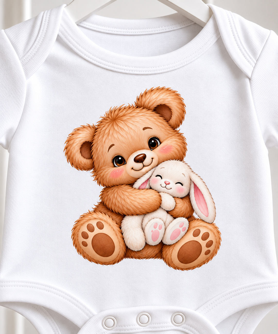 Baby Bear & Bunny Hugs Organic-Feel Cotton Bodysuit