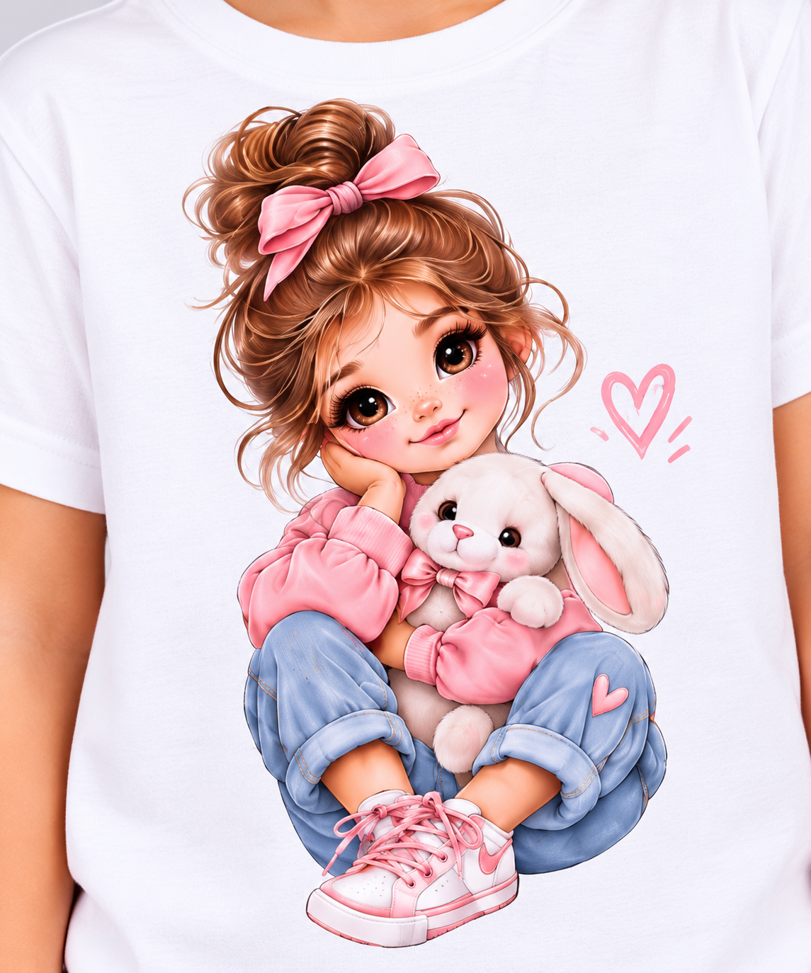 Girls’ Cute “Little Dreamer” Bunny Graphic T-Shirt