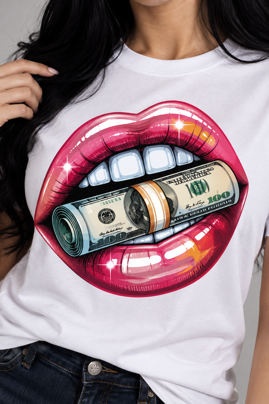 Women’s „Money Lips” Bold Graphic T-Shirt