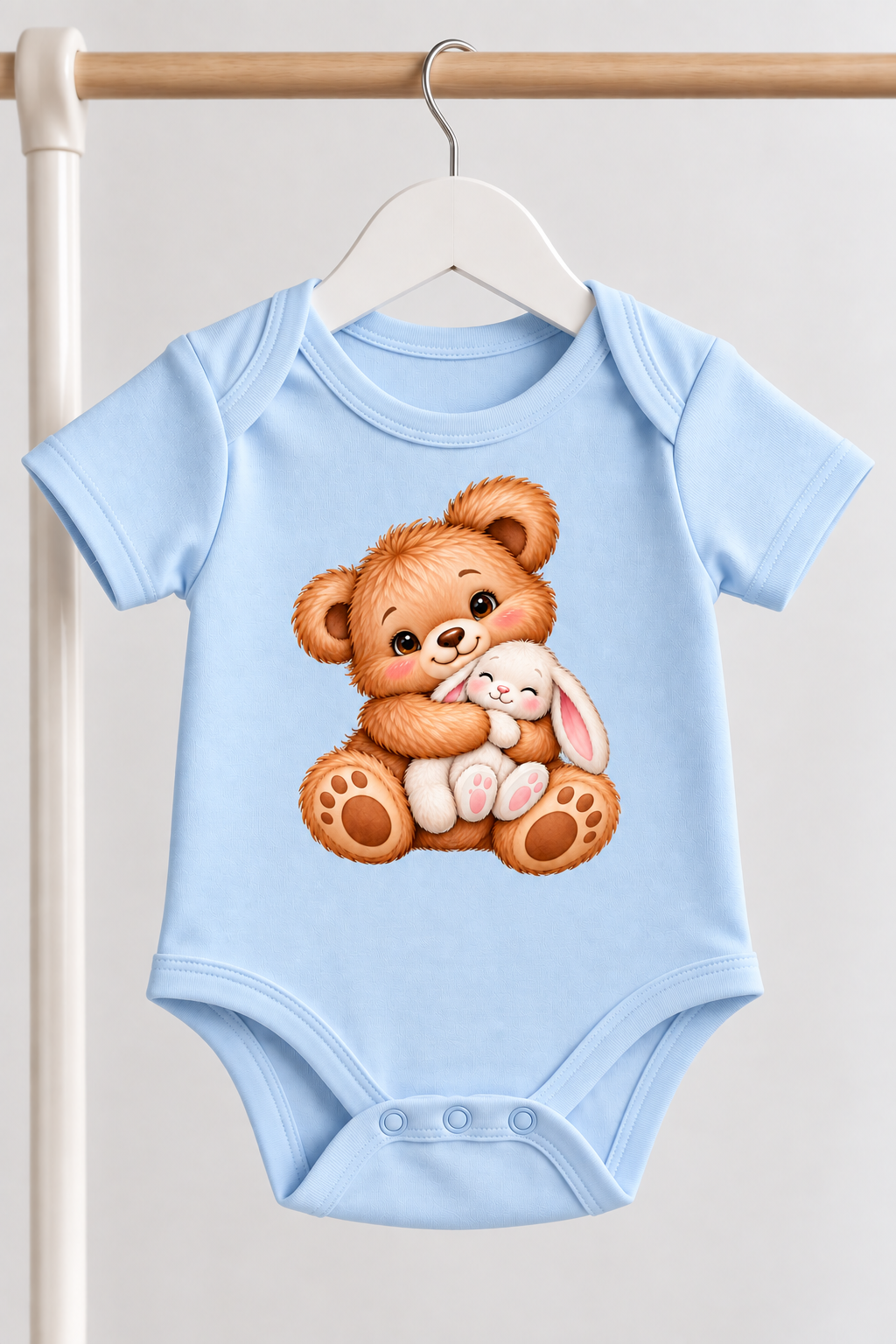 Baby Bear & Bunny Hugs Organic-Feel Cotton Bodysuit