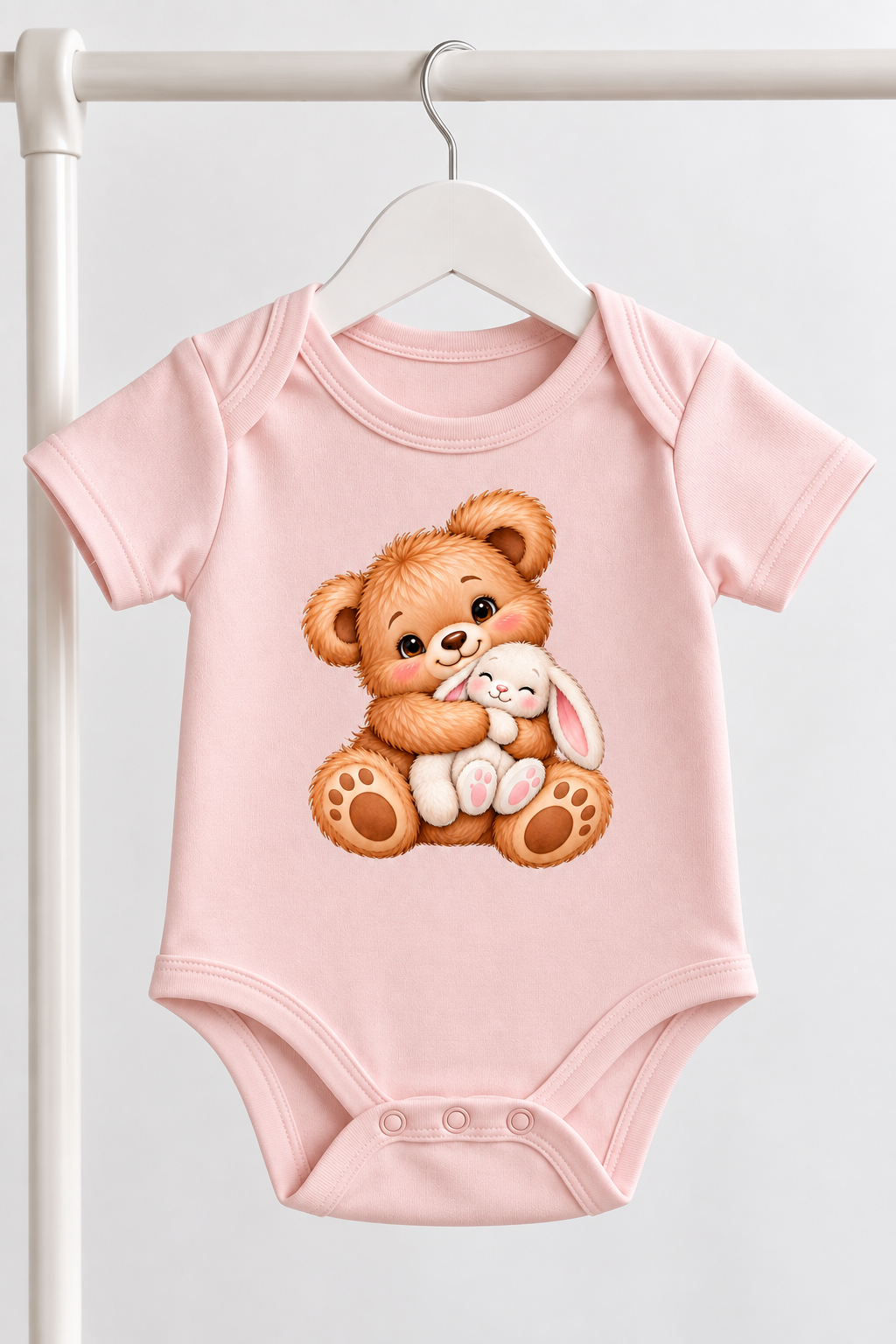 Baby Bear & Bunny Hugs Organic-Feel Cotton Bodysuit