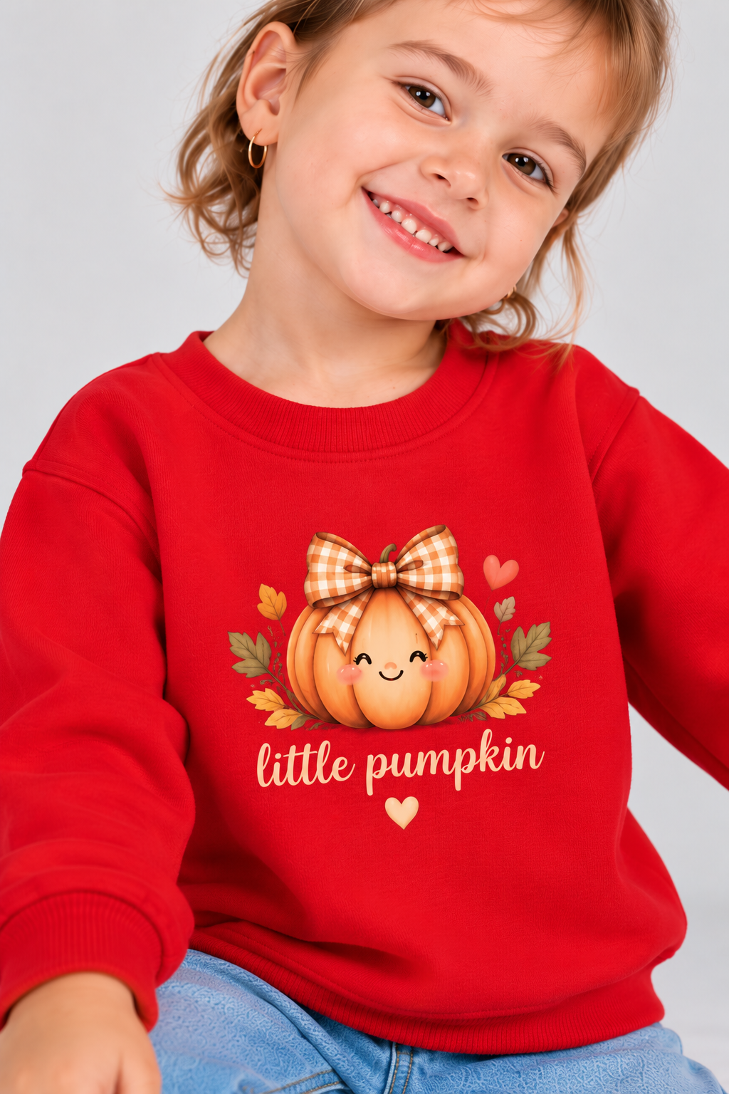 Girls "Little Pumpkin" Red Sweatshirt / Autumn Fall Jumper for Girls