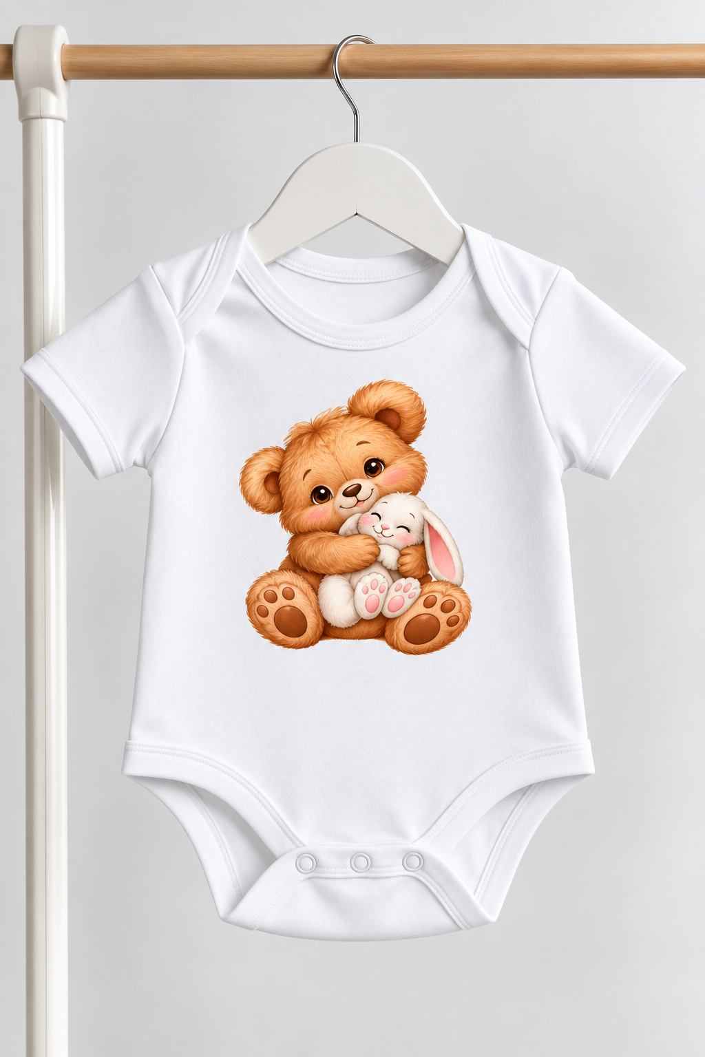 Baby Bear & Bunny Hugs Organic-Feel Cotton Bodysuit